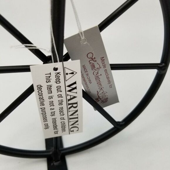 Vintage Homco 14004 10” Bike Black Wrought Iron Metal Wooden Bicycle Decor NEW - Picture 3 of 4